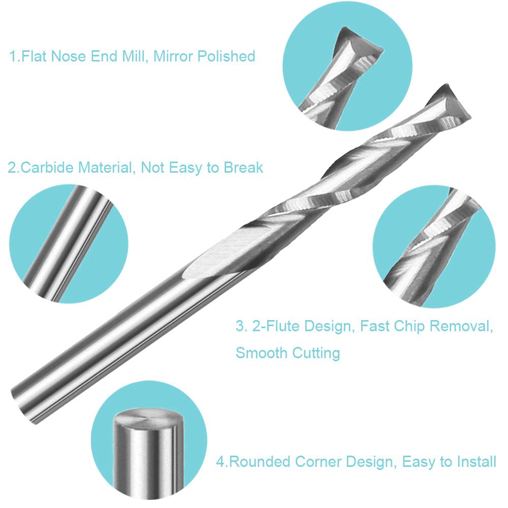 10pcs 3.175 1/8 Shank 2 Flutes - End Mill Set review and price