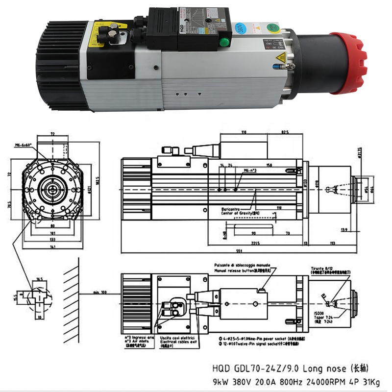 Suppliers HQD 9kw 220v 380v Lo - Spindle Motor review and price