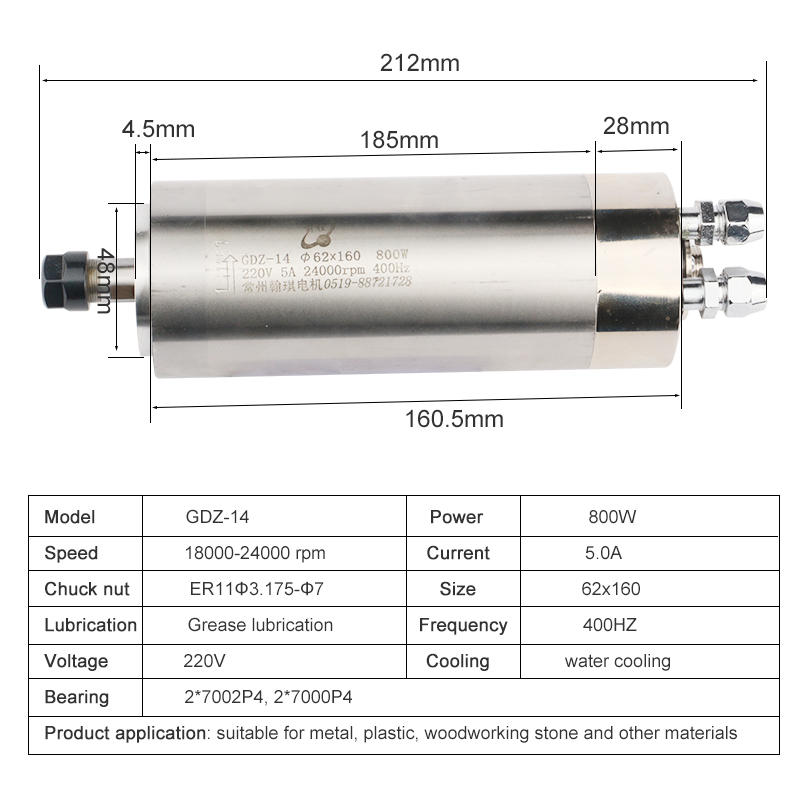 Hqd 220v 800w Metal Spindle 62 - Water Cooled Spindle review and price