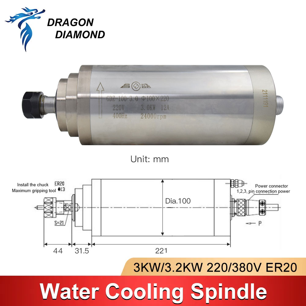 3KW Water Cooling Cooled Spind - Water Cooled Spindle review and price
