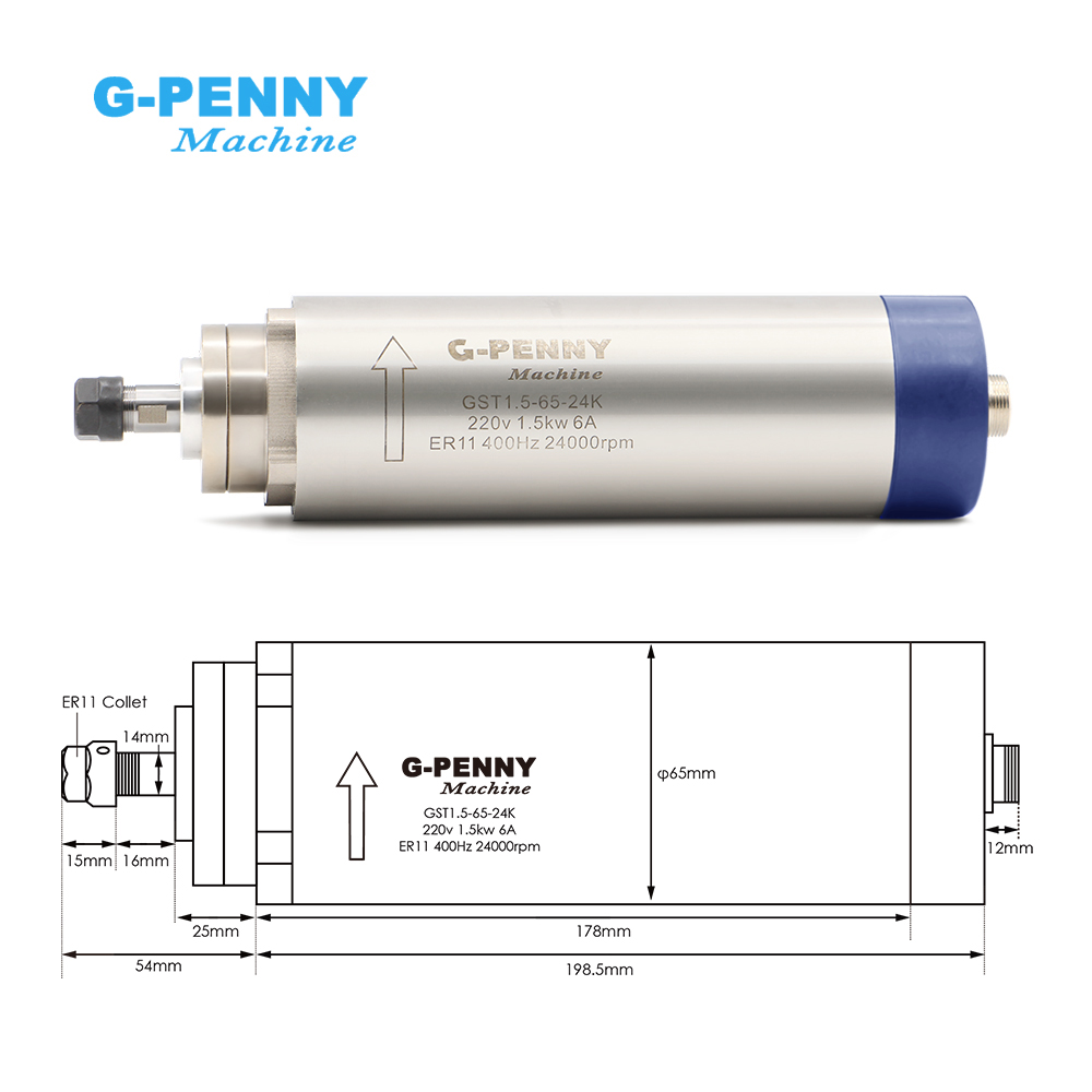 G-PENNY Machine 1.5kw ER11 air - Water Cooled Spindle review and price