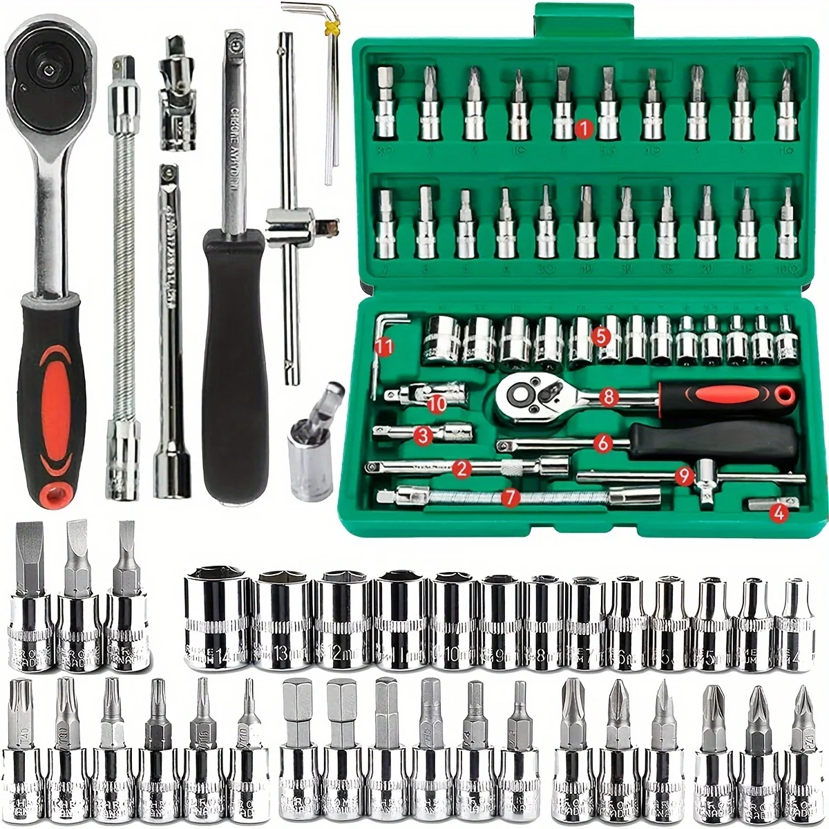 46pc Drive Socket Set 1/4 inch - Cnc Bits review and price