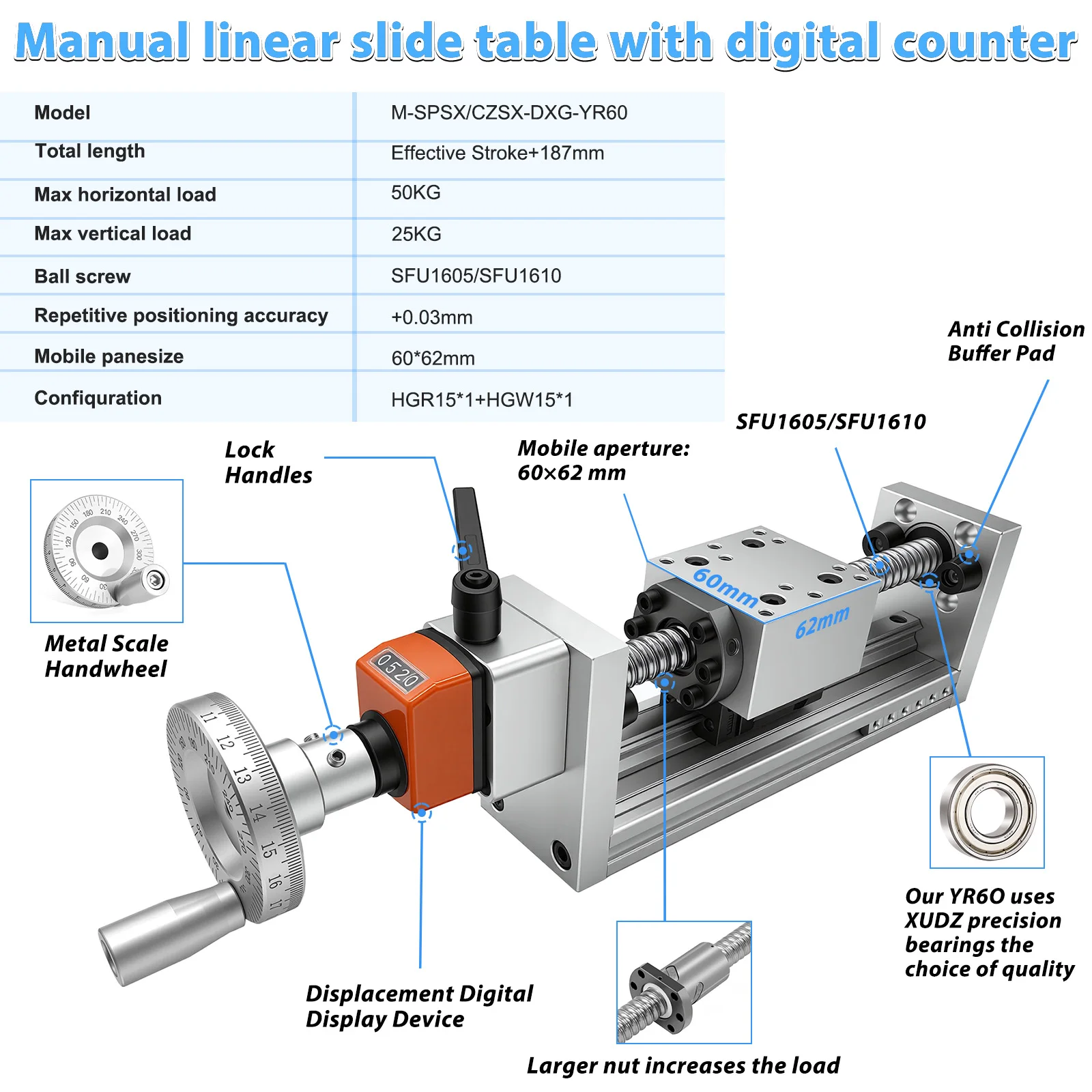 60KG Load Manual Linear Guide  - Linear Rail review and price