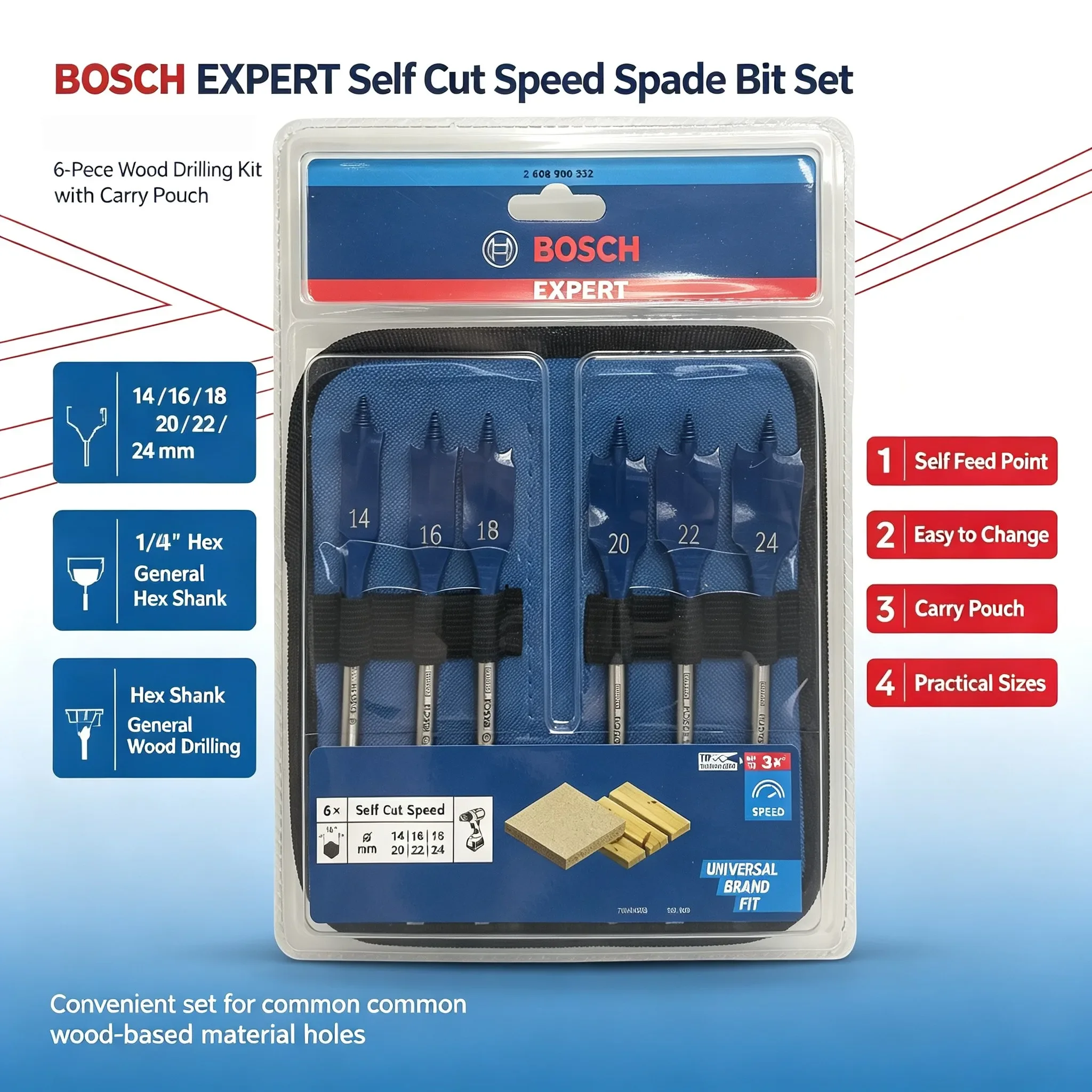 Bosch Expert 2608900332 Self-F - Drill Bit Set review and price